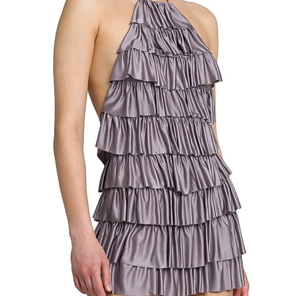 NEW TOM FORD Halterneck Ruffled Cocktail Dress in Mauve purple backless mini 6 - Picture 10 of 10